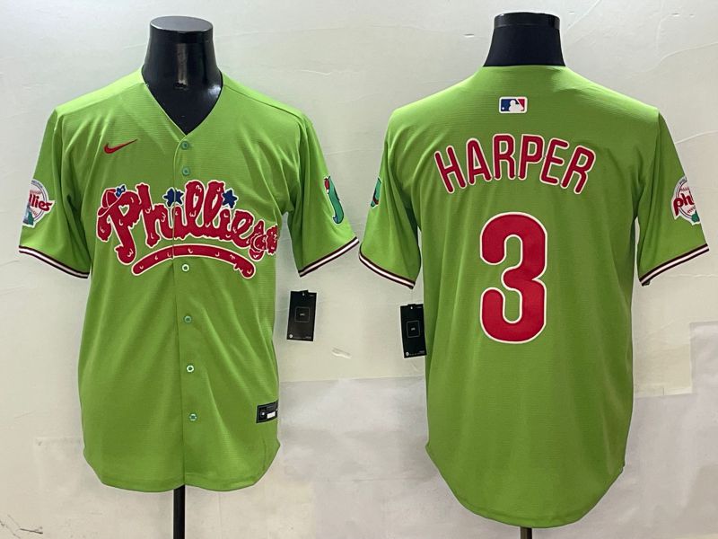Men Philadelphia Phillies #3 Harper Green Five generations Nike 2025 MLB Jersey style 1->philadelphia phillies->MLB Jersey